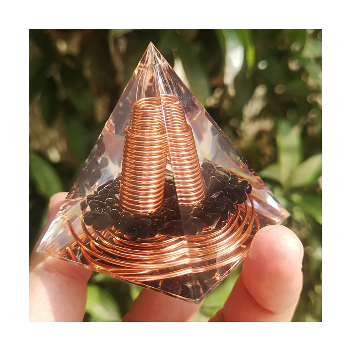 6cm Crystal Gravel Spiral Pyramid Spiral Coil Pyramid Handmade Home Furnishing Crafts Spiral Copper Wire