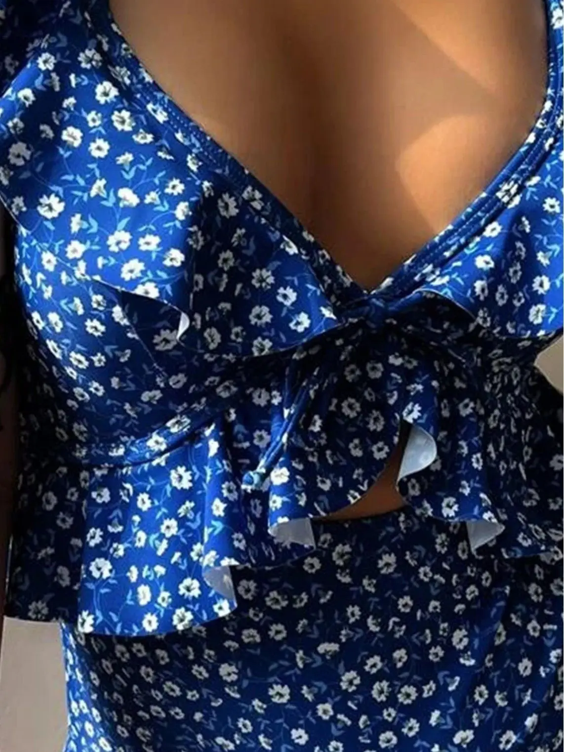 フリル付きワンピース水着 花柄プリント モノキニ 2026 ヴィンテージスタイル水着 ワンピースボディスーツ コルセット風 ホローアウトビキニトップ