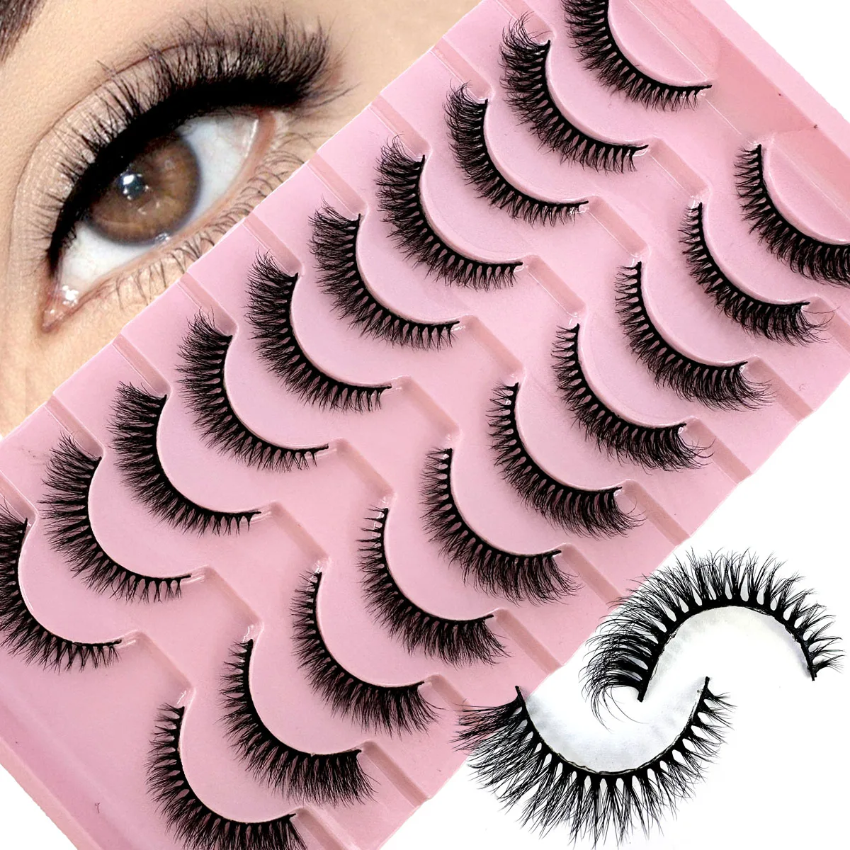 10Pairs 8-14mm lashes natural short mink lashes fluffy long false eyelashes makeup Cat eyelashes mink eyelashes Reusable Lashes