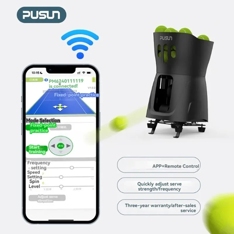 Pusun Tennis Ball Machine, PT-Mini Pro, Ultraleve, Bola automática, Equipamento de Treinamento, Portátil, Indoor e Outdoor Prática