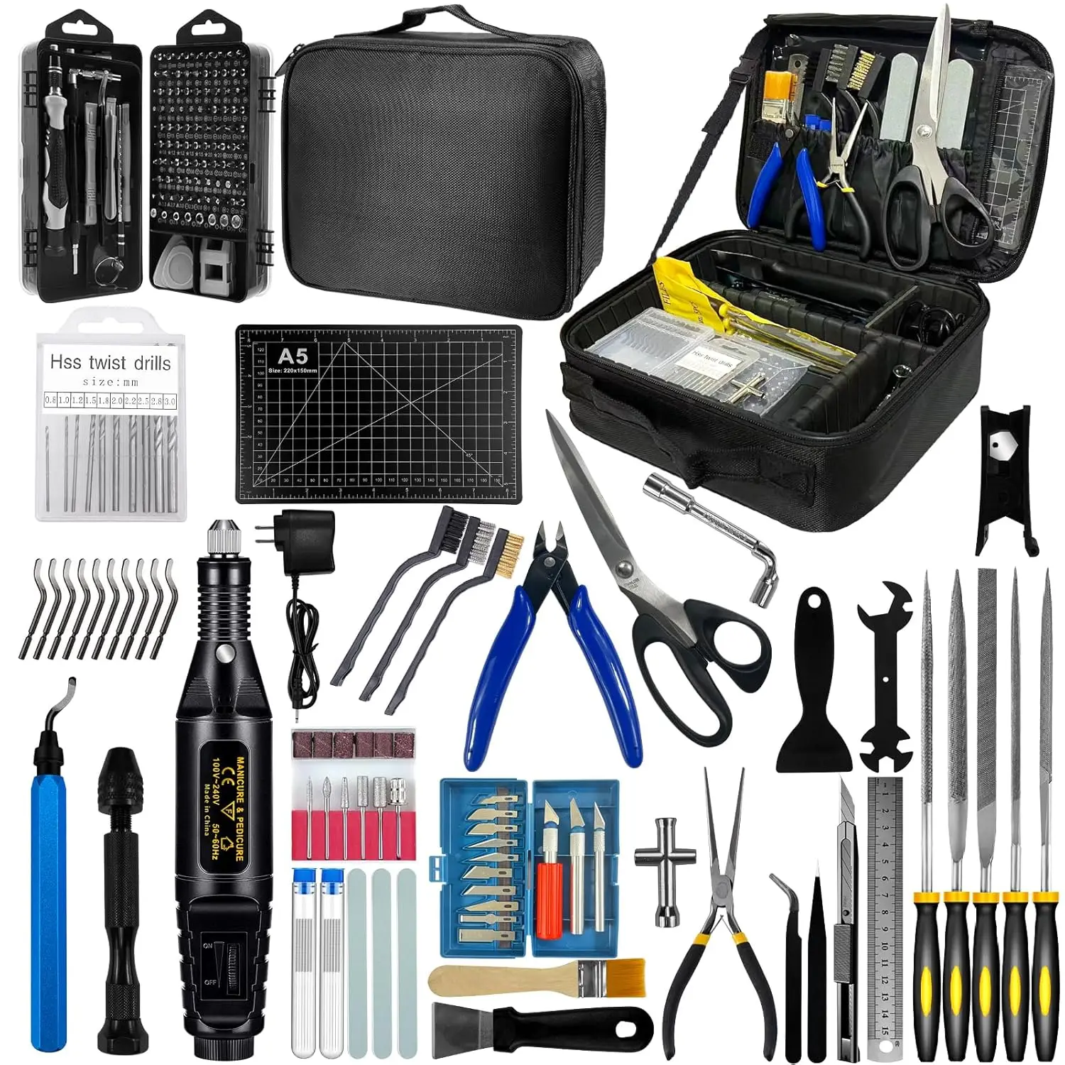 

212Pcs 3D Printer Tool Kit with Deburring Tool, Portable Case for Cleaning & Precision Machining