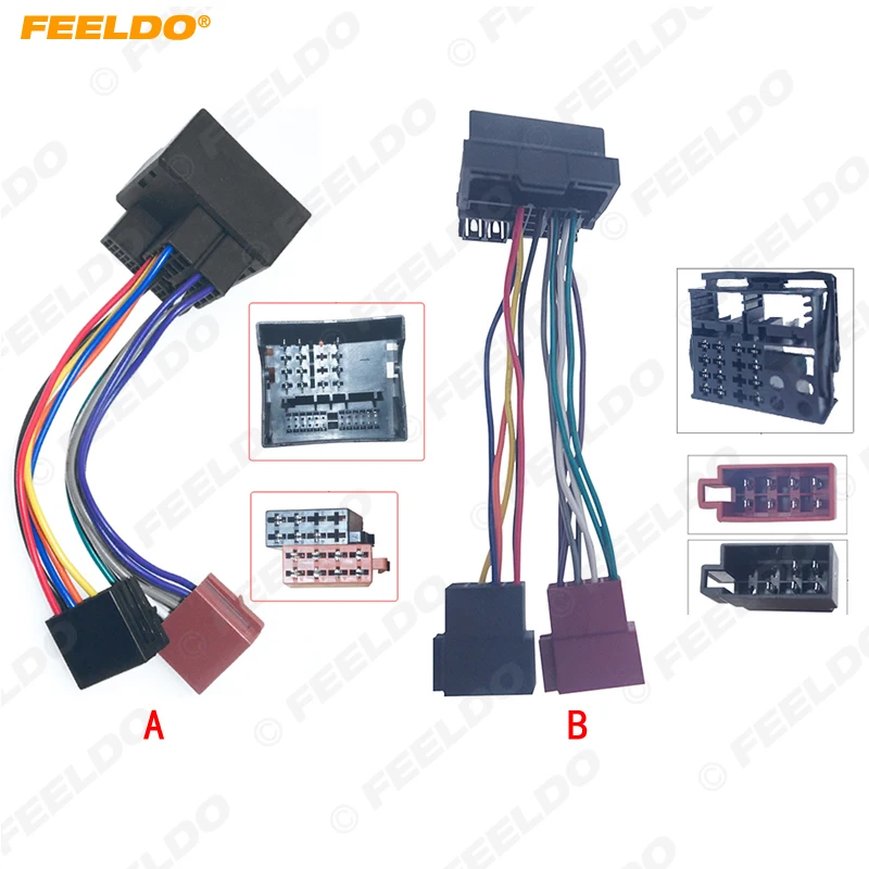 

FEELDO Car CD Radio Audio ISO Wiring Harness Adapter for BMW Landrover Mini Car ISO Head Units Wire Cable #HQ7424/6984