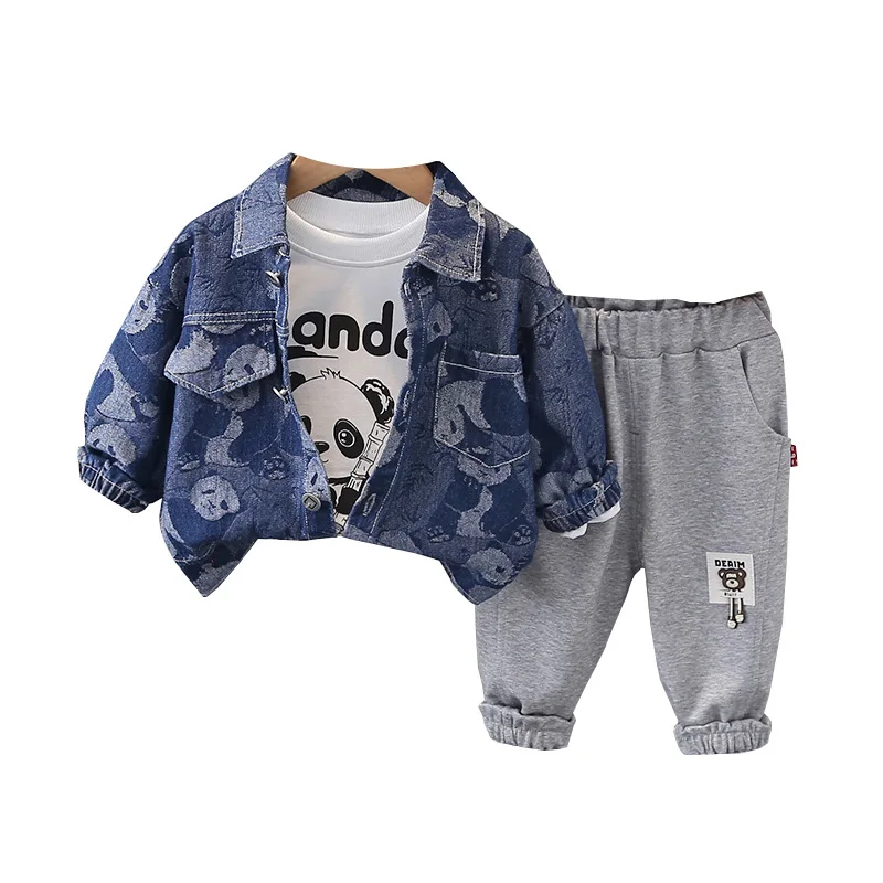 

New Spring Autumn Baby Clothes Suit Children Boys Cartoon Jacket T-Shirt Pants 3Pcs/Sets Kids Girls Clothing Infant Tracksuits