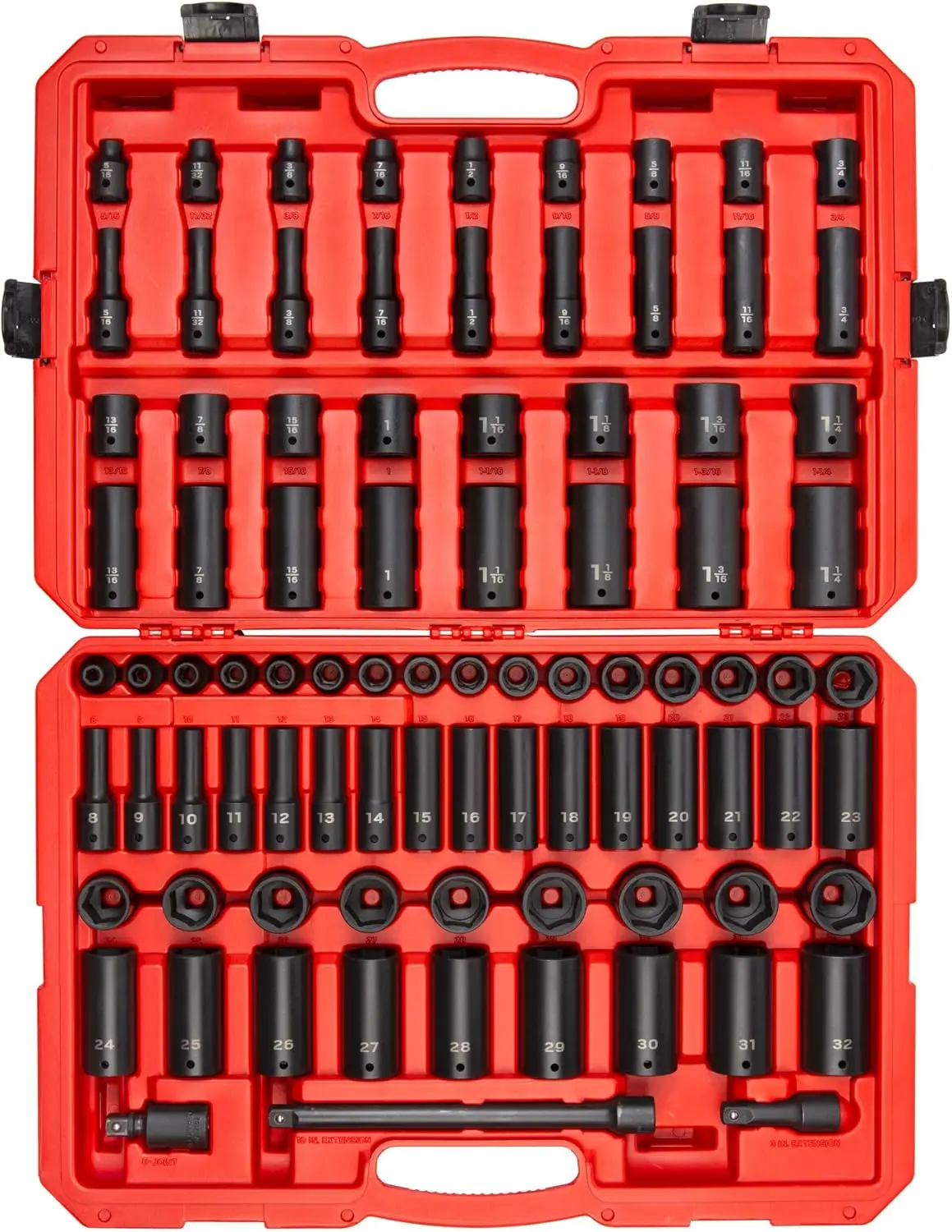 1/2 Inch Drive 6-Point Impact Socket Set, 87-Piece (5/16-1-1/4 In., 8-32 Mm) | Sid92407