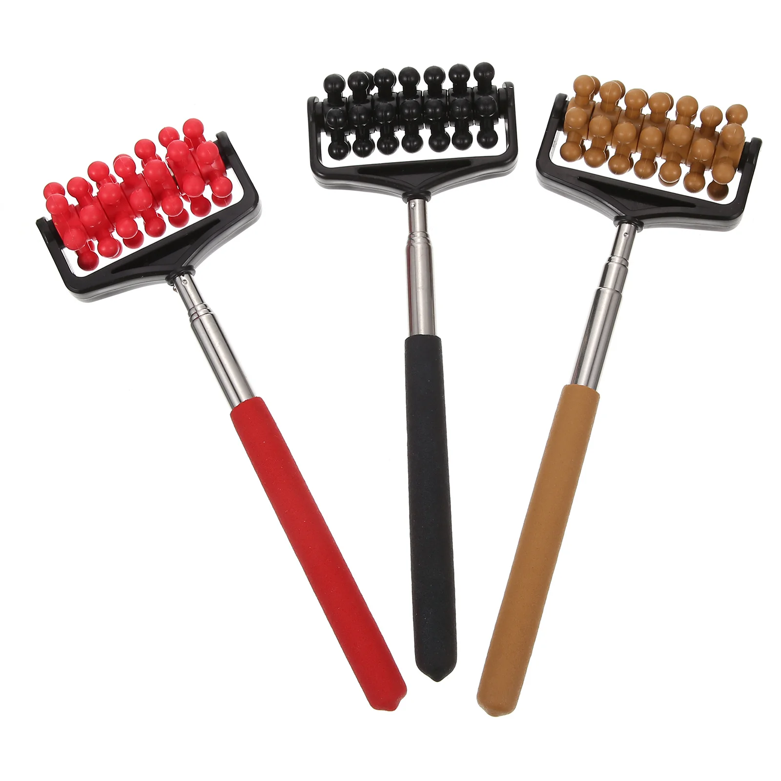 Портативный скребок с колесом, 3 шт., телескопический скребок для спины, массажер для тела из нержавеющей стали, облегчение зуда, универсальный возрастной инструмент