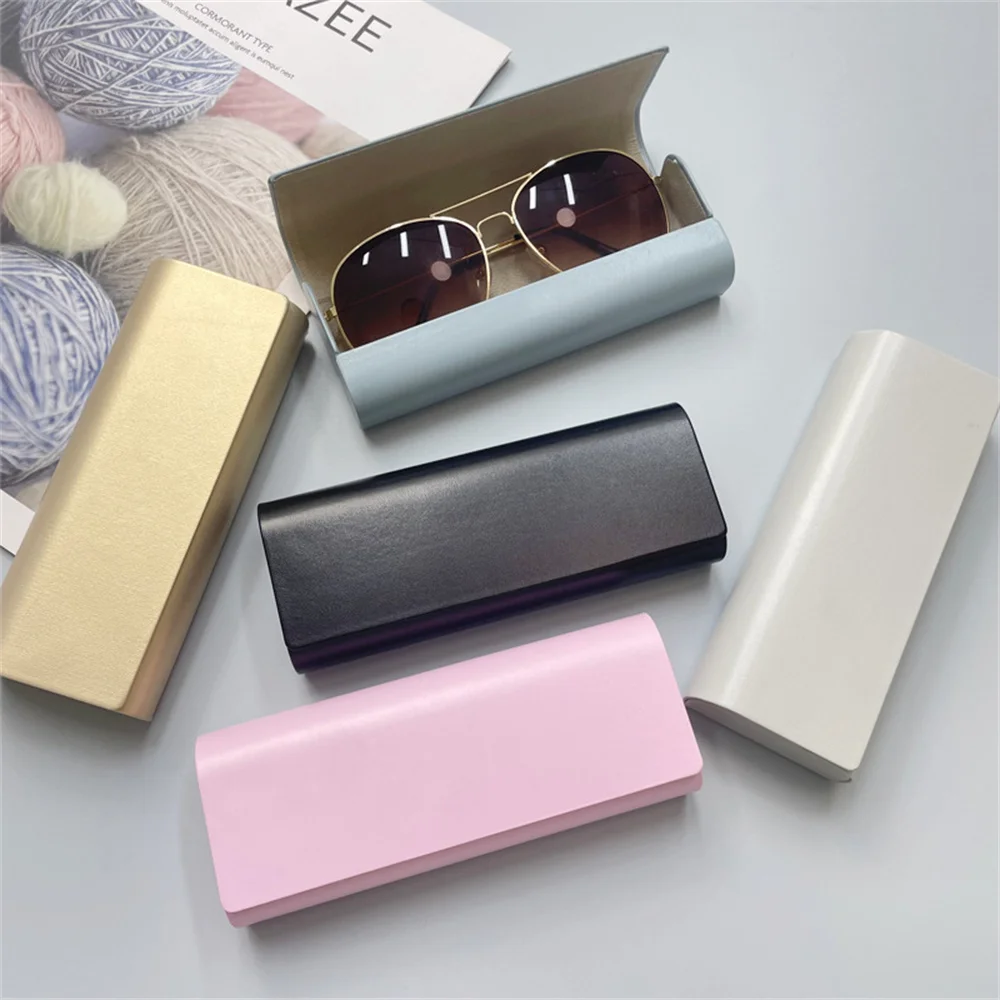 Metal Hard-shell Spectacle Case Men Women Glasses Case PU Leather Portable Anti-extrusion Sunglasses Storage Box Eyewear Pouch