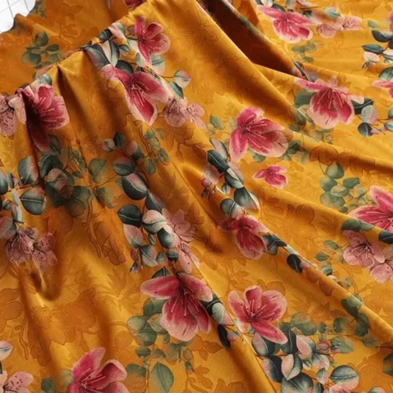 

Имитация шелковой ткани Cloud Gauze: мягкая хлопковая ткань в китайском стиле с принтом для шитья, для платьев чонсам и одежды ханьфу