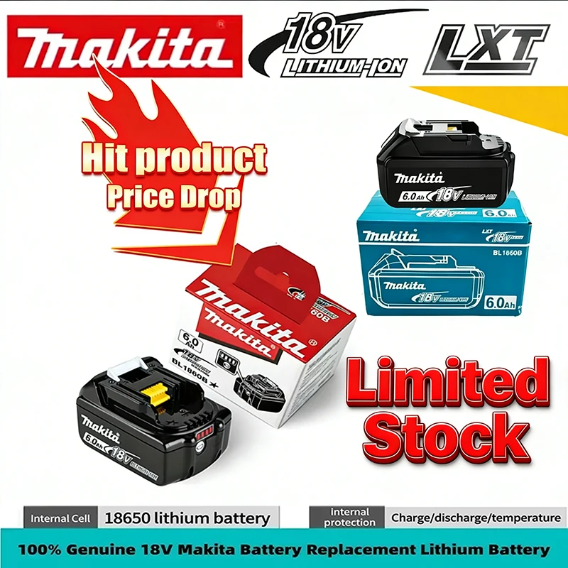 Limited Stock: 18V 6.0Ah Replacement Battery for Makita BL1830B LXT Tools