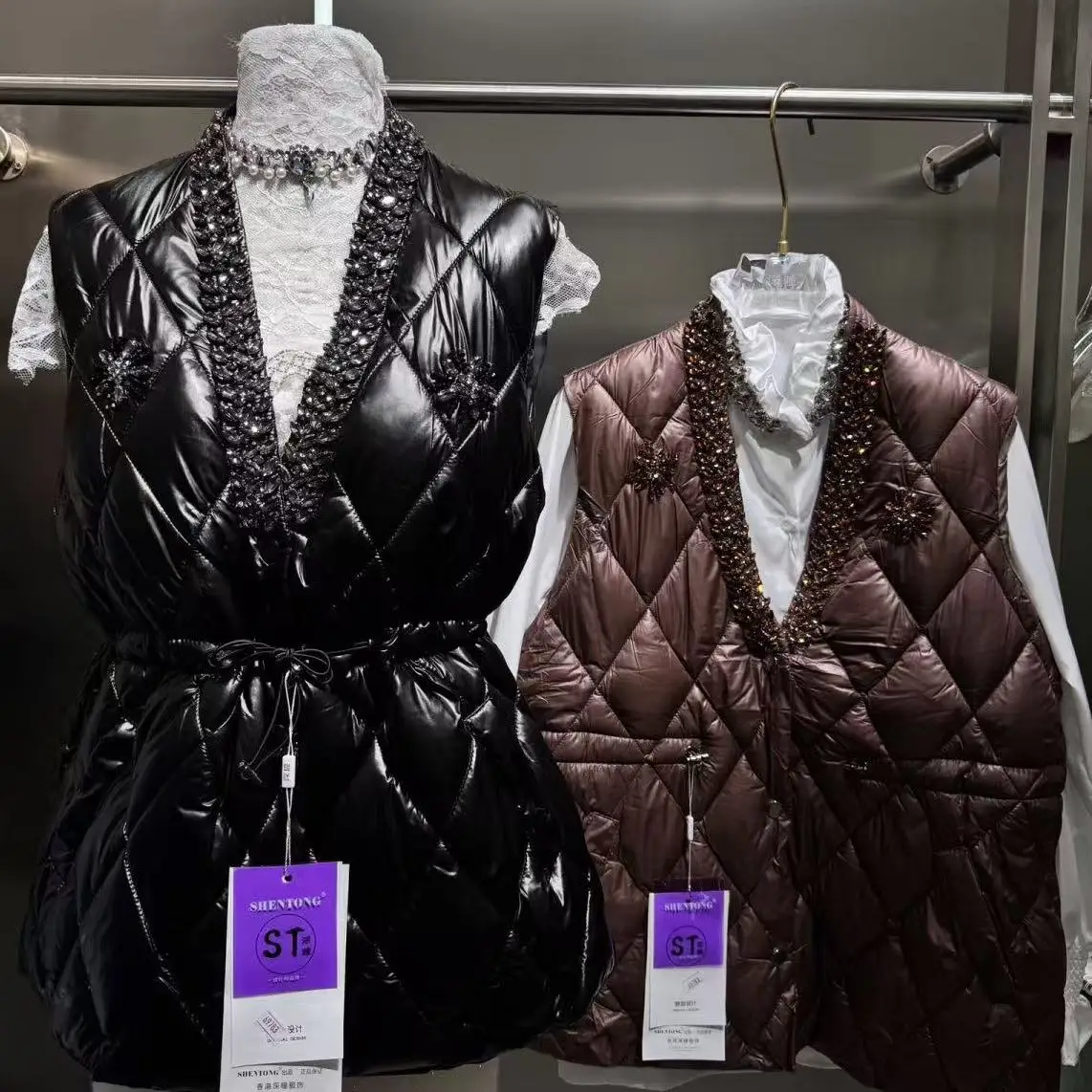 الراقية الجديدة في الماس غرزة أكمام ملابس خارجية سترة نسائية السيدات الخريف الشتاء 2025 الاتجاه الجديد سترة معطف ملابس امرأة #1