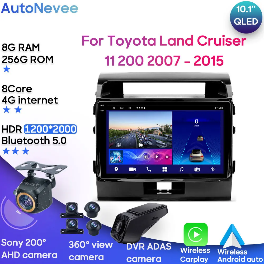

For Toyota Land Cruiser 11 200 2007 - 2015 Car Stereo Head Unit Multimedia Radio Player GPS Navigation Carplay Android Auto