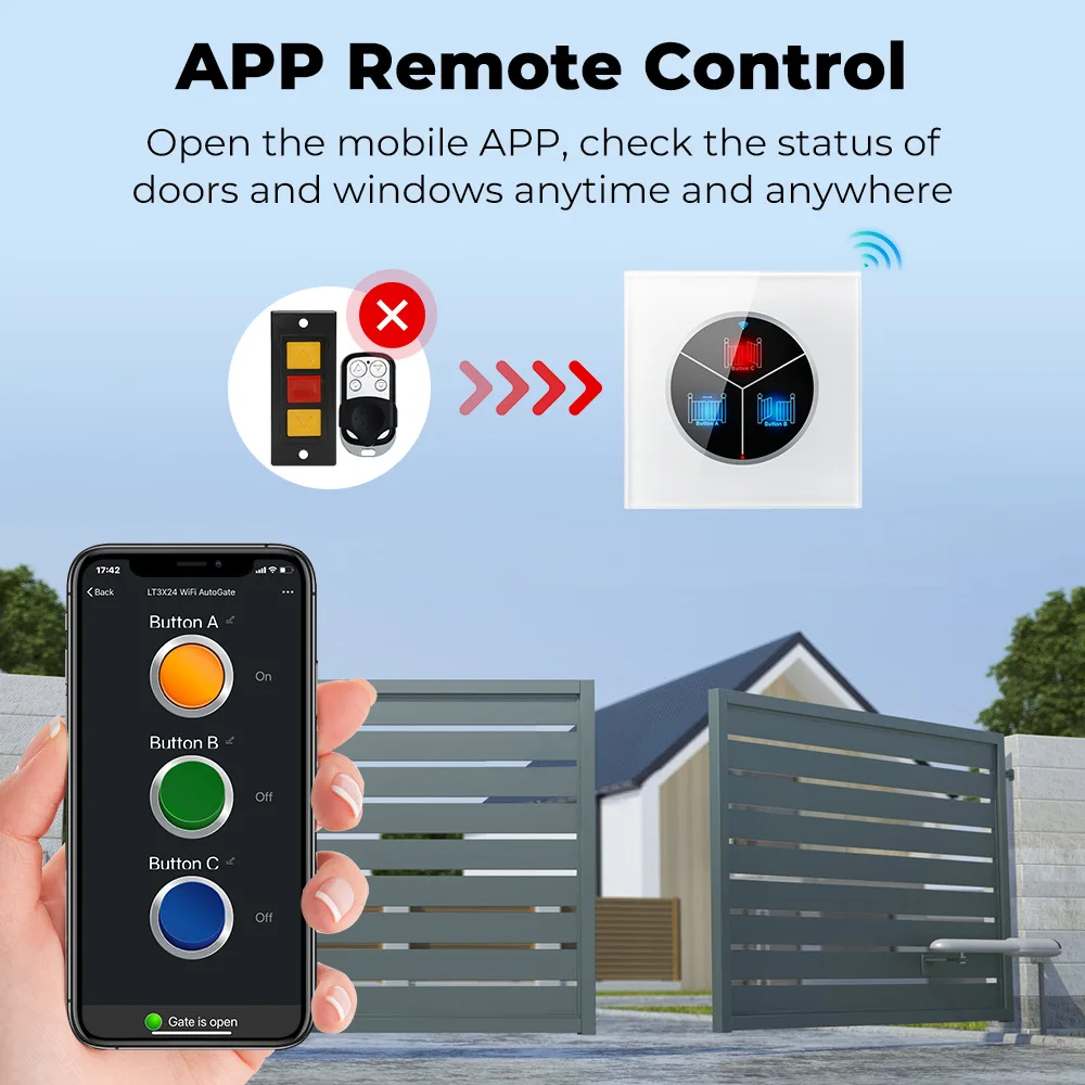 Tuya wifi abridor de porta da garagem controlador eletrônico portão interruptor toque parede vida inteligente app voz remota funciona com alexa google
