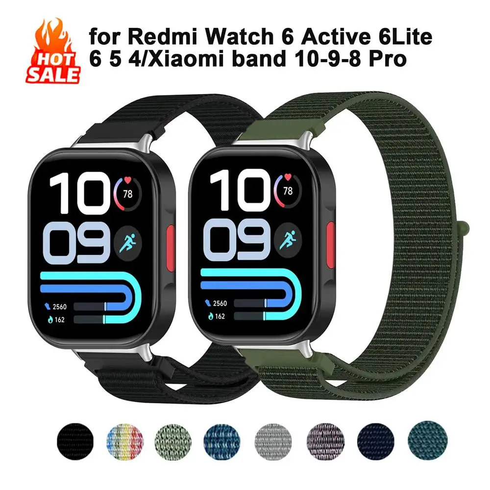 Nylon Strap For Redmi Watch 6 Active 6Lite 4 5 6 Sport Strap Wristband Accessories For Xiaomi Smart Band 8/9/10 Pro Bracelet