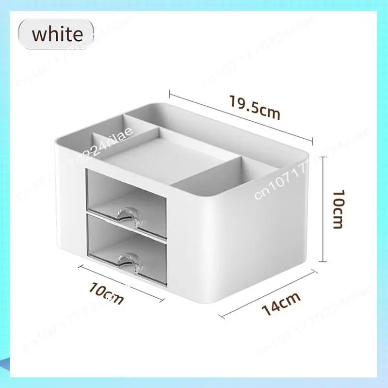 A17Z 2Pcs Blue+White Simple Transparent Drawer Storage Box Children's Student Office Desktop Ornaments Pen Holder Easy To Use