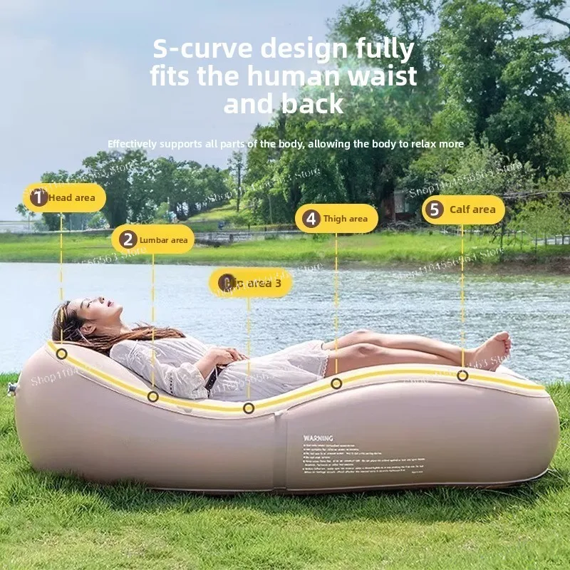 Inflatable sofa automatic inflatable bed recliner thickened folding household single floor bunk outdoor lazy camping mattress