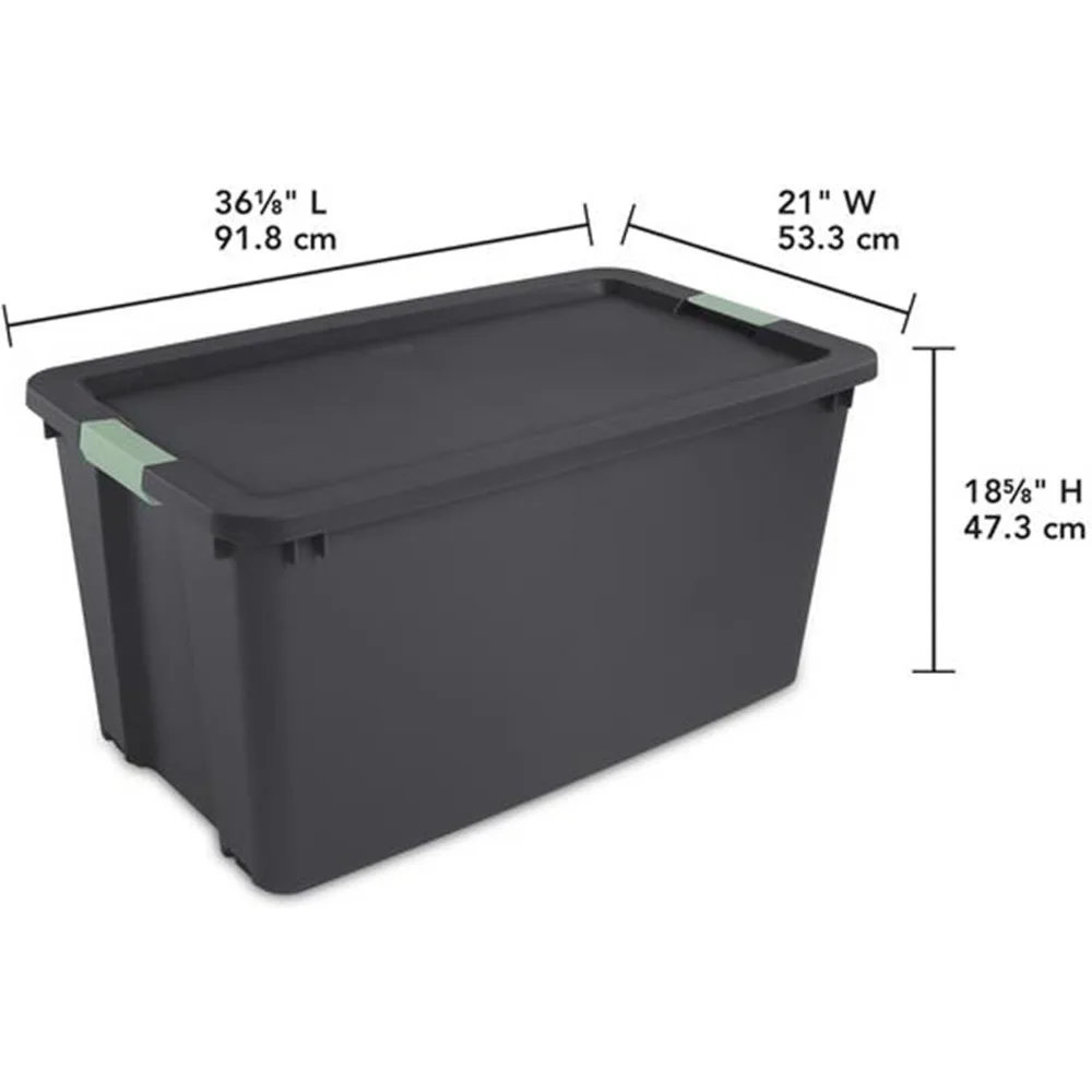4 pacotes de sacola com trava de rodas de 45 galões, compartimento de armazenamento de plástico empilhável, cinza/verde