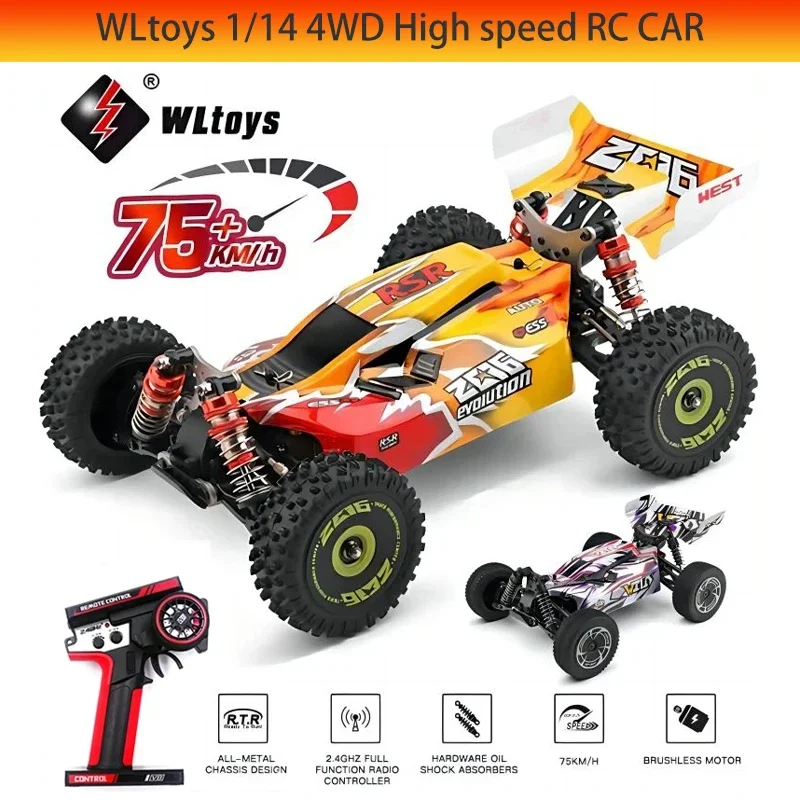 WLtoys Driverless Brushless Racing Car, Children's Toys Remote Control High Speed, 144010,144001, 75km/h, 2.4g, Four-wheel Drive