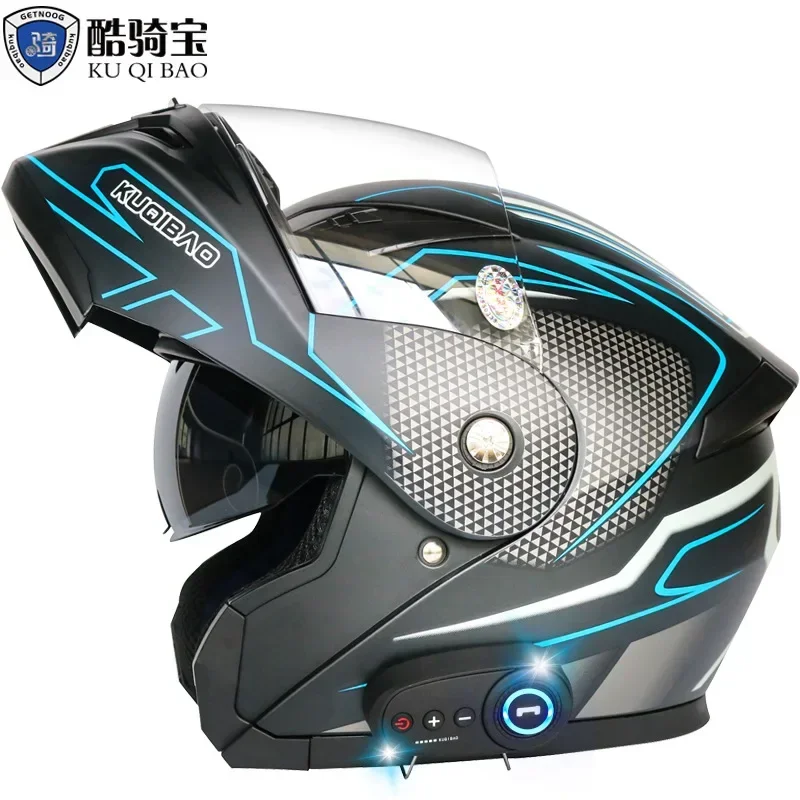 Bluetooth Flip Up Motorcycle Helmet Double lens off-road helmet Racing Cascos para moto DOT Approved Capacete casco moto