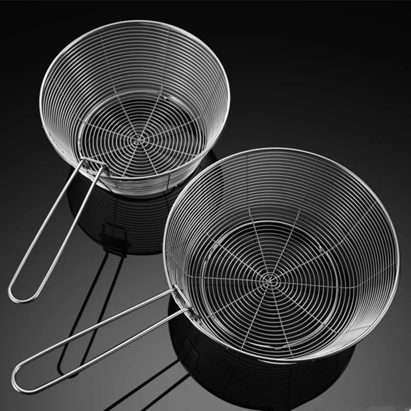 Stainless Steel Fry Baskets with Detachable Handle Fried Net Filter for French Chip Noodles Colander Deeped Drainer Mesh Sieve