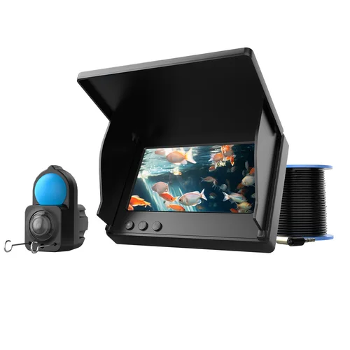 Buscador de profundidad de peces portátil, portátil, 1080P, 4,3 pulgadas, LCD, buscador de peces bajo el agua 220 °   Cámara de pesca con visión nocturna