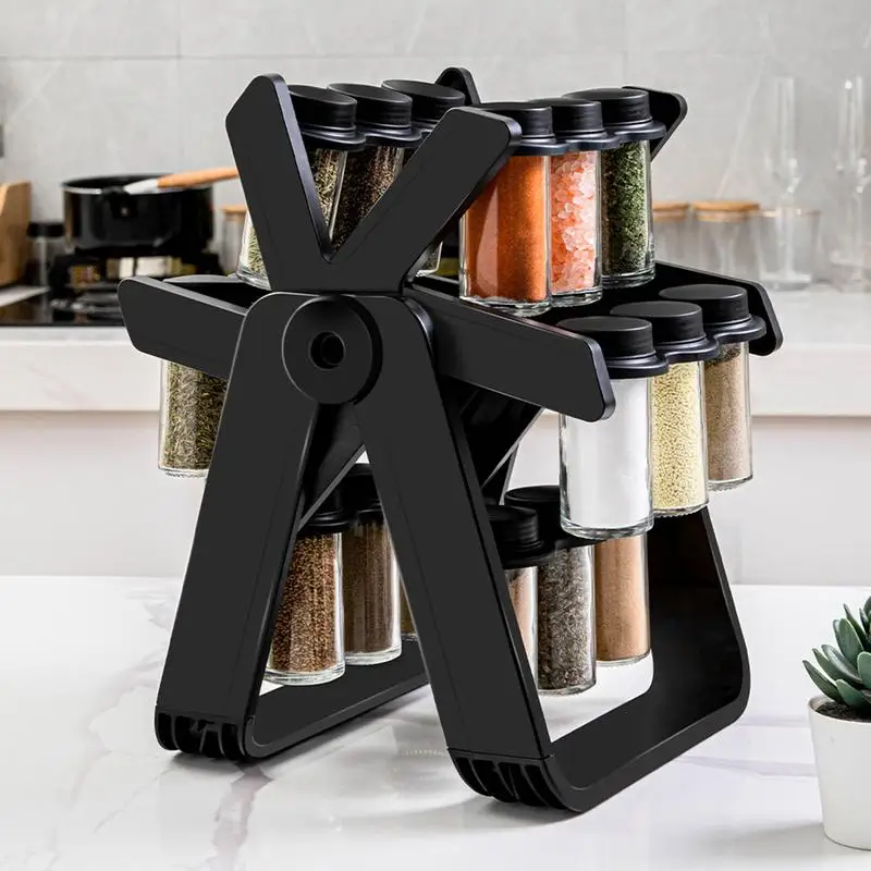 Rotating Spice Rack Organizer Spinning Spice Organizer With 18 Jars Revolving Spice Rack Shelf For Kitchen Counter Organization