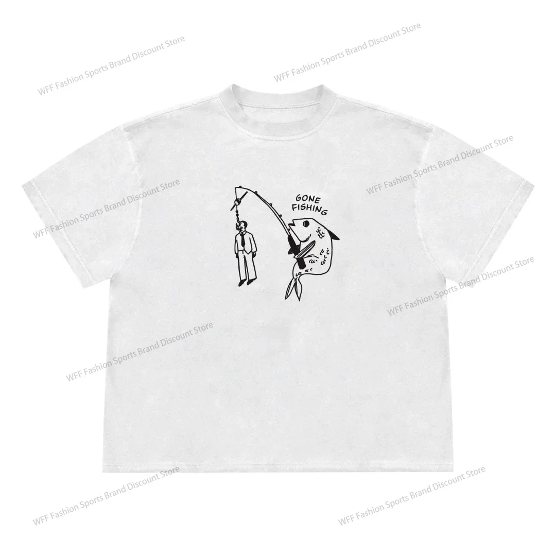 

New Fishing Men's and Women's T-shirts Printed O-neck Short Sleeves Casual Comfortable Loose Tops and Equipment