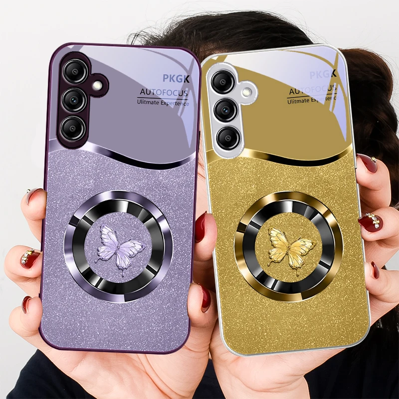 

Circular metal butterfly For Samsung A20 30 22 23 24 25 26 31 32 33 34 35 42 50 51 52 53 54 55 56 70 71 72 73 glass phone case