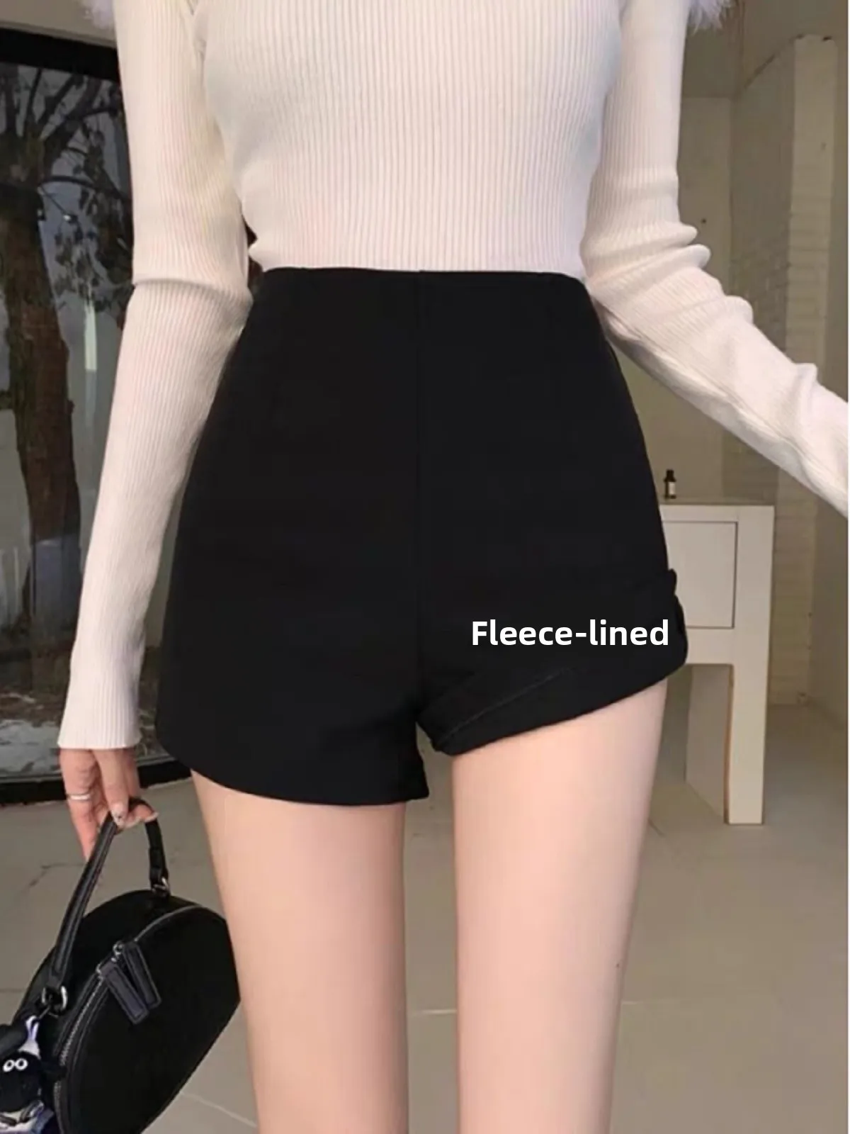 

plus Size Women's High Waist A-Line ort Pants Elastic Fce Lined Thiened Autumn Winter Sle Commute Korean Slim Fit