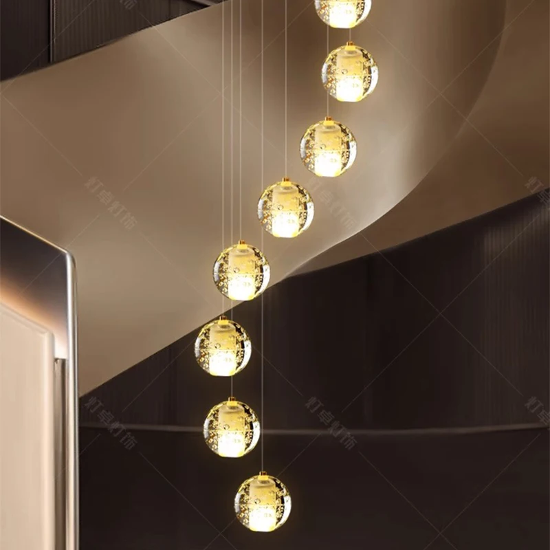 Imagem -04 - Modern Crystal Chandelier For Home Decoration Stair Pendant Lamp Living Room Pendant Lights Iluminação Interior