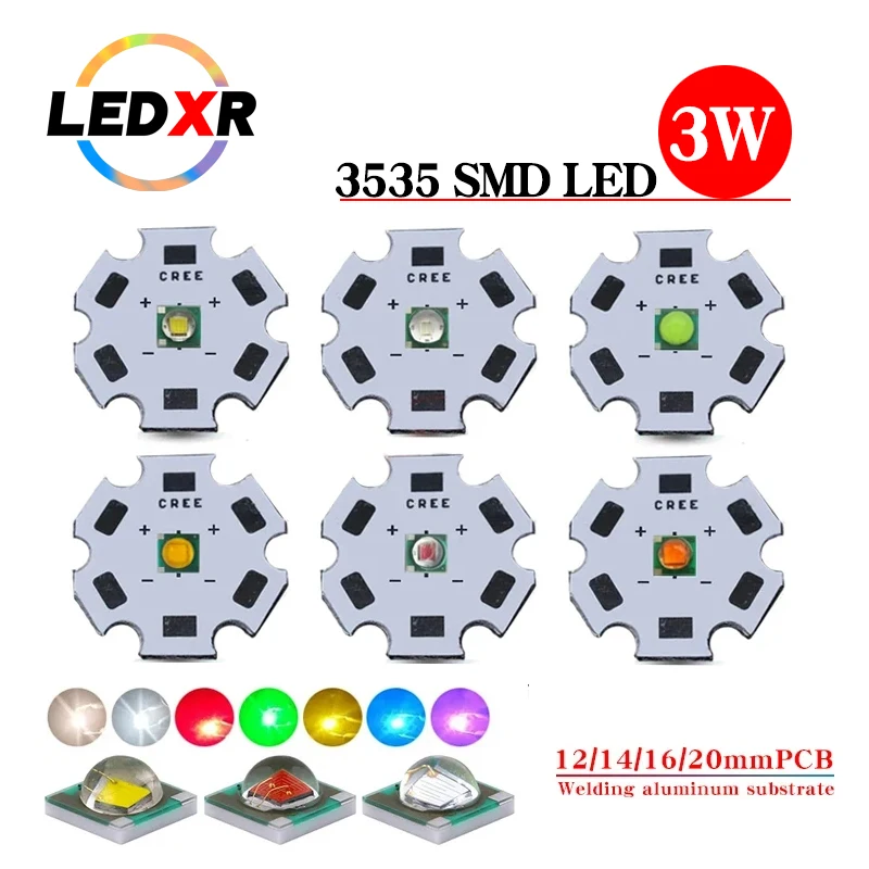 

10pcs high power 3w led chip XPE 3535 smd LED lamp bead white warm white red green blue yellow UV led infrared with led PCB