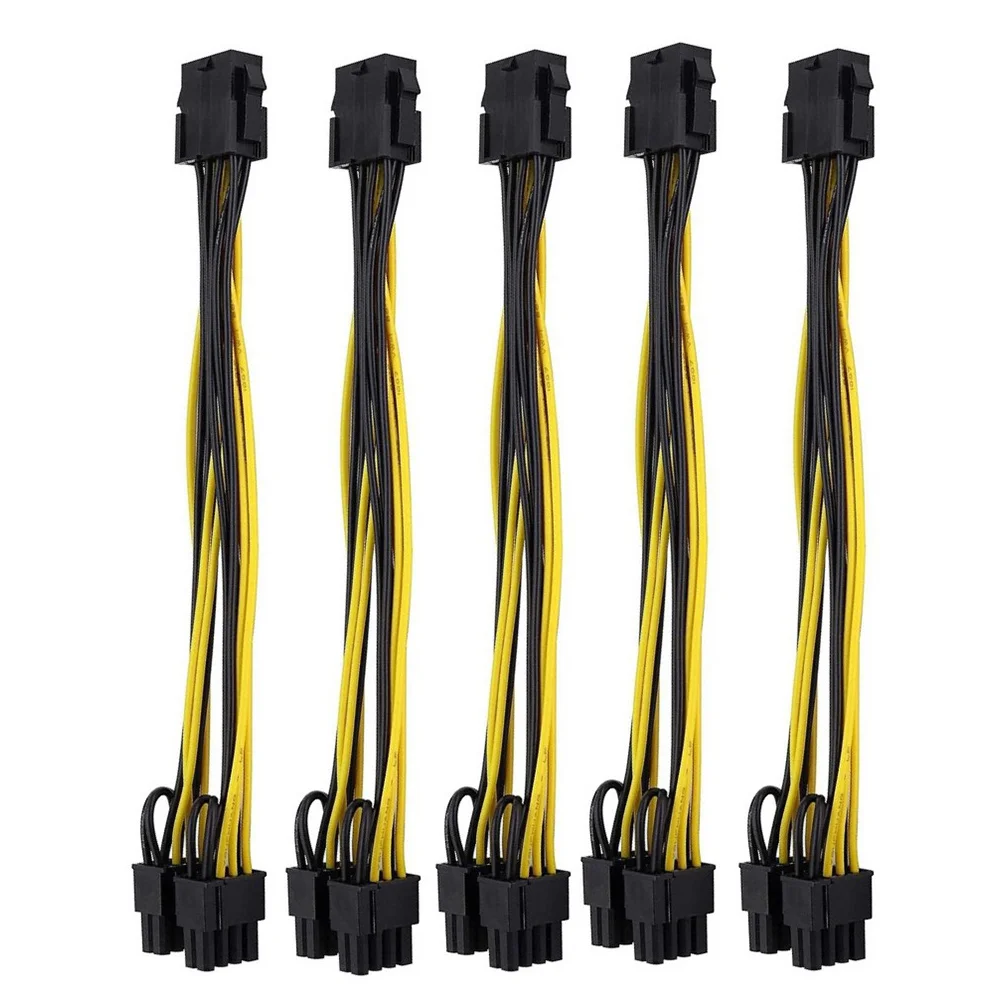 5Pcs 30cm GPU 8Pin to 2X8Pin(6+2) Graphic Card for Miner Double PCI-E PCIe 8Pin Power Supply Splitter Cable Cord