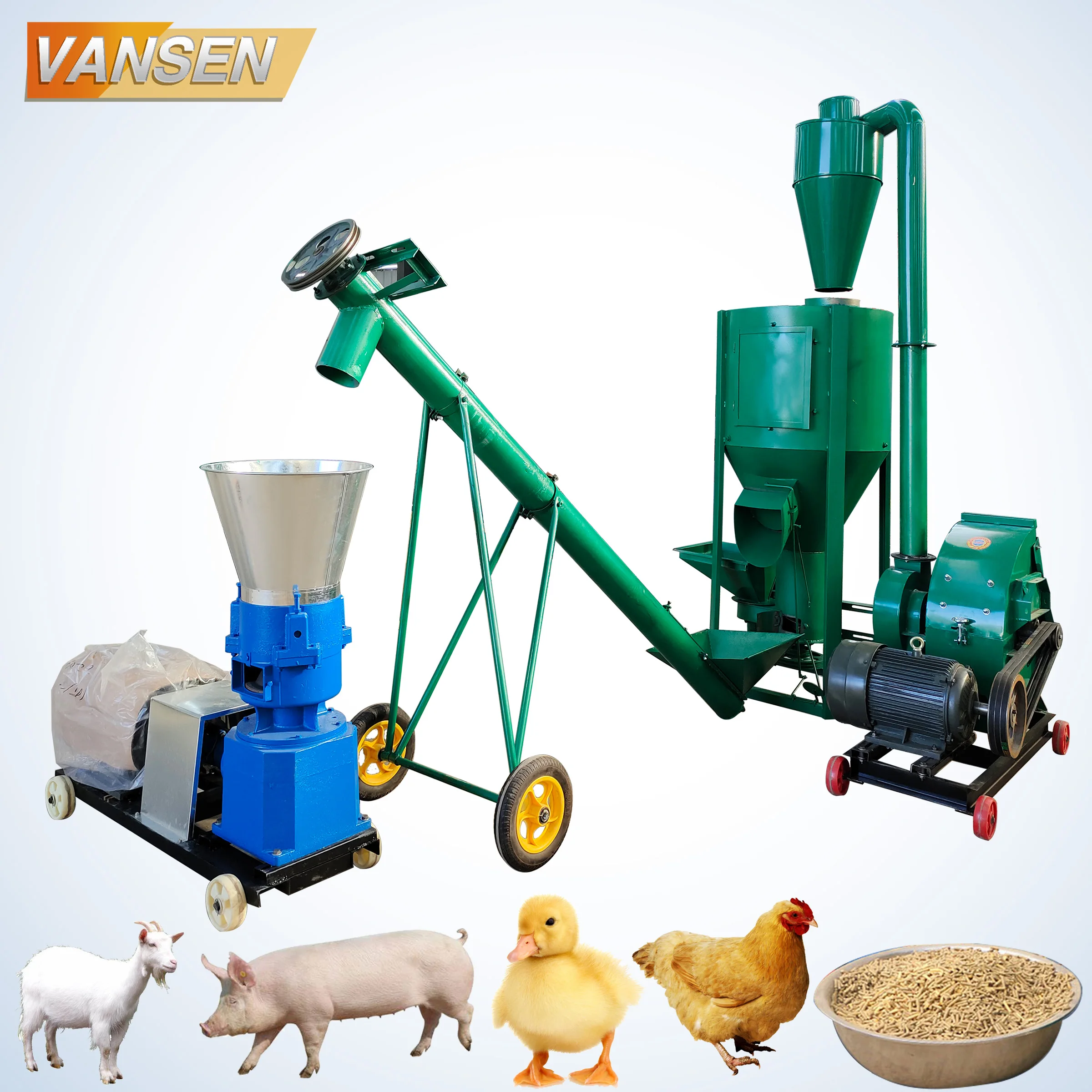 Vansen poultry animal cattle chicken duck  goose feed pellet making machine feed processing machinery for manufacturing plant