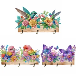 1set of DIY animal diamond painting hooks, a wooden hanger for hanging on the wall, with 3 hooks for hanging diamond art wall ho