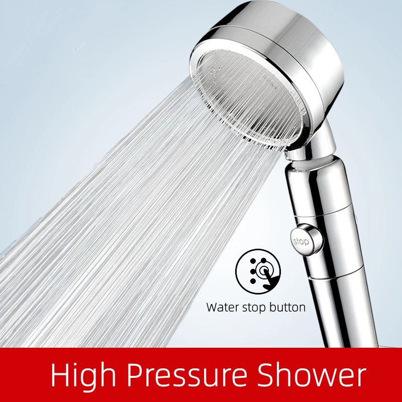 Pressurized Shower Head for bathroom 360° Rotating Bathroom Accessories High Pressure Water Saving Rainfall Chrome Shower Head