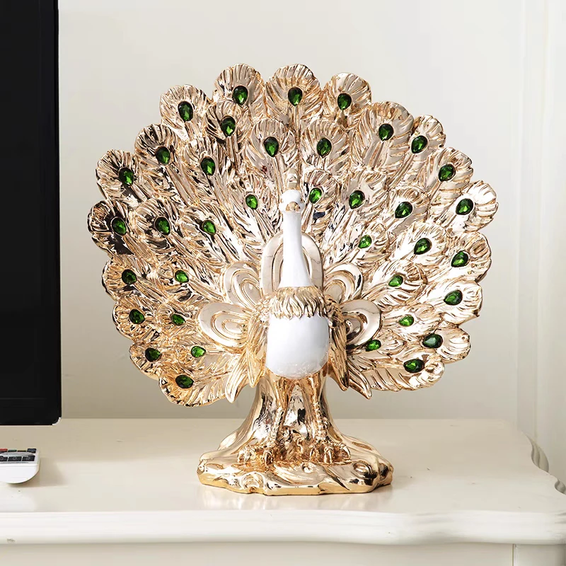 Home Decoration Peacock Sculpture Ornaments TV Cabinet Study Handicraft Statue Artwork Figurines Room Decor Desktop Decorations