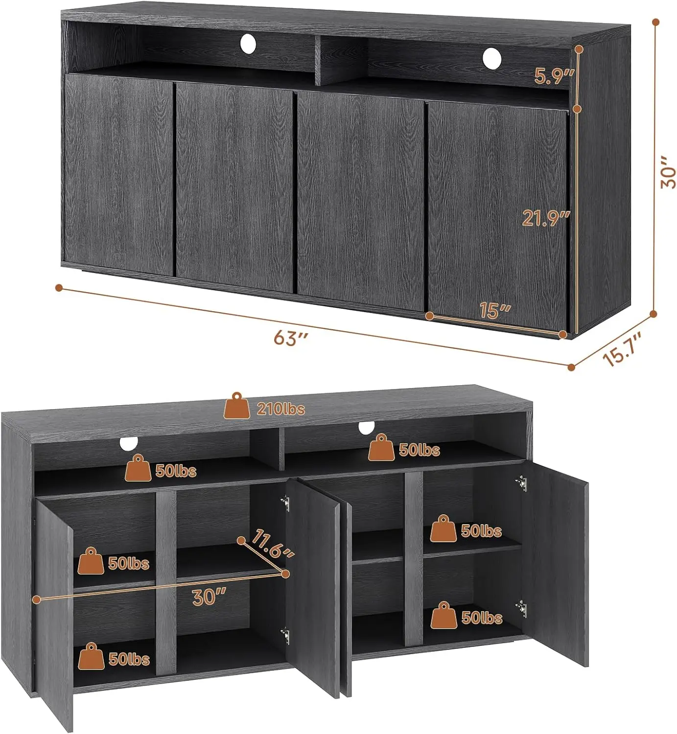 Buffet Cabinet With Storage, 63