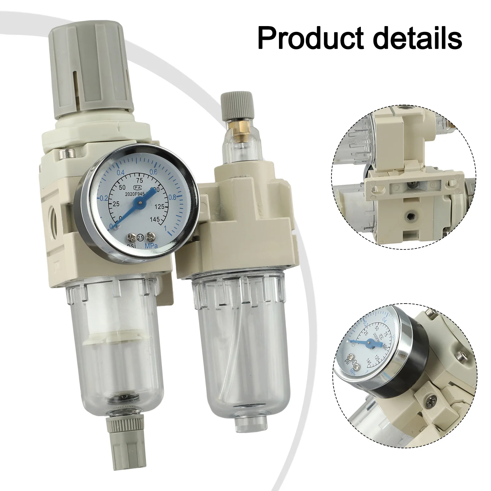 1pc Air Source Processor Compressed Air Filter Regulator Water Oil Trap Separator Filter Regulator Valve Semi-Auto Drain