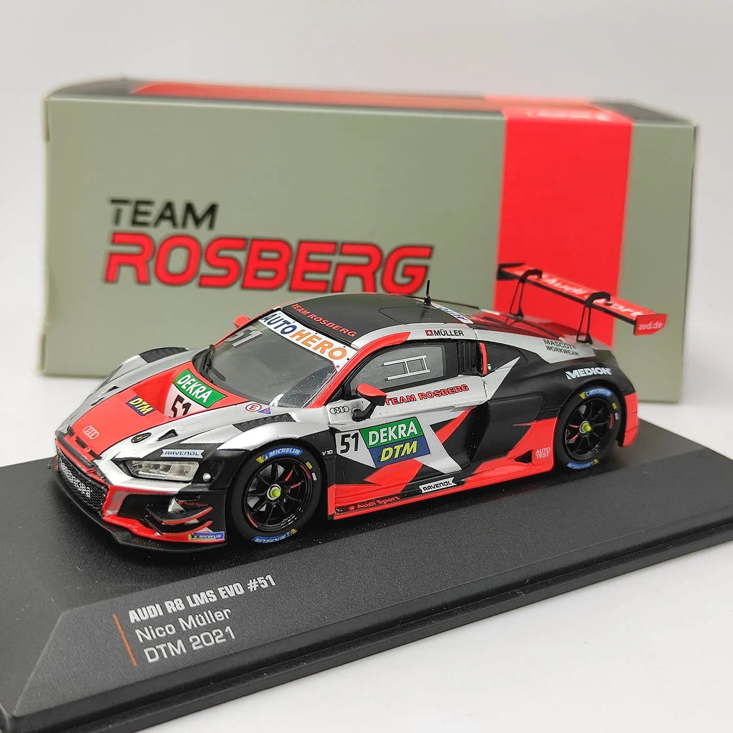 Дефект литья под давлением IXO масштаб 1/33, 2021 Audi R8 LMS EVO # 57 гоночный автомобиль из сплава, имитационная модель заднего крыла, коллекционная игрушка с маленьким дефектом