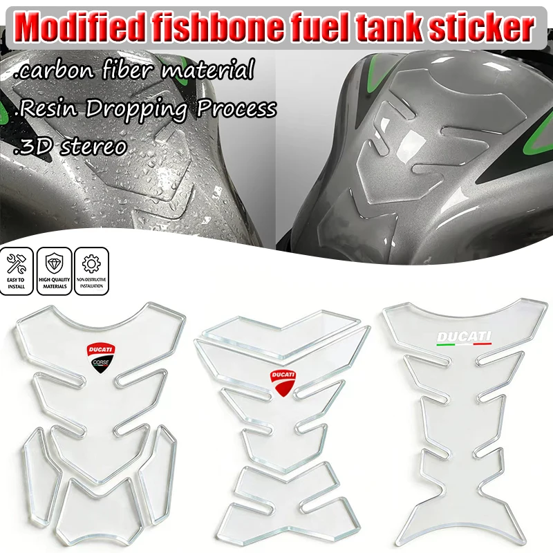 

For Ducati V2 V4 400 620 695 696 796 821 Monster 899 959 1199 1299 Fiber Motorcycle Fuel Tank Pad Cover Protector Decal Stickers