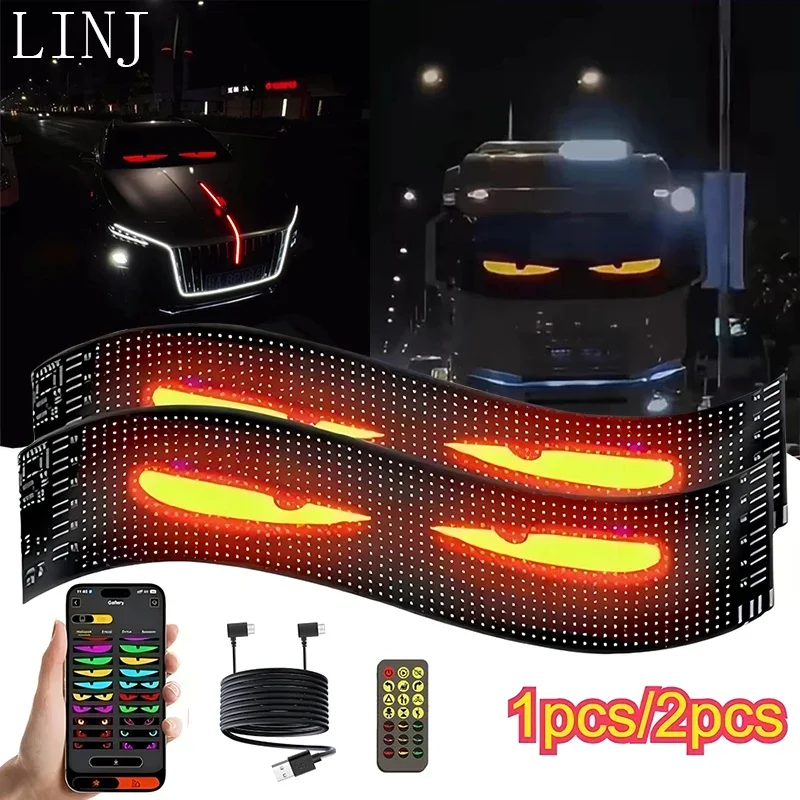 

App Control Scrolling Advertising LED Sign Led Eyes for Truck USB Custom Text Pattern Programmable Display Truck Car Devil Eye