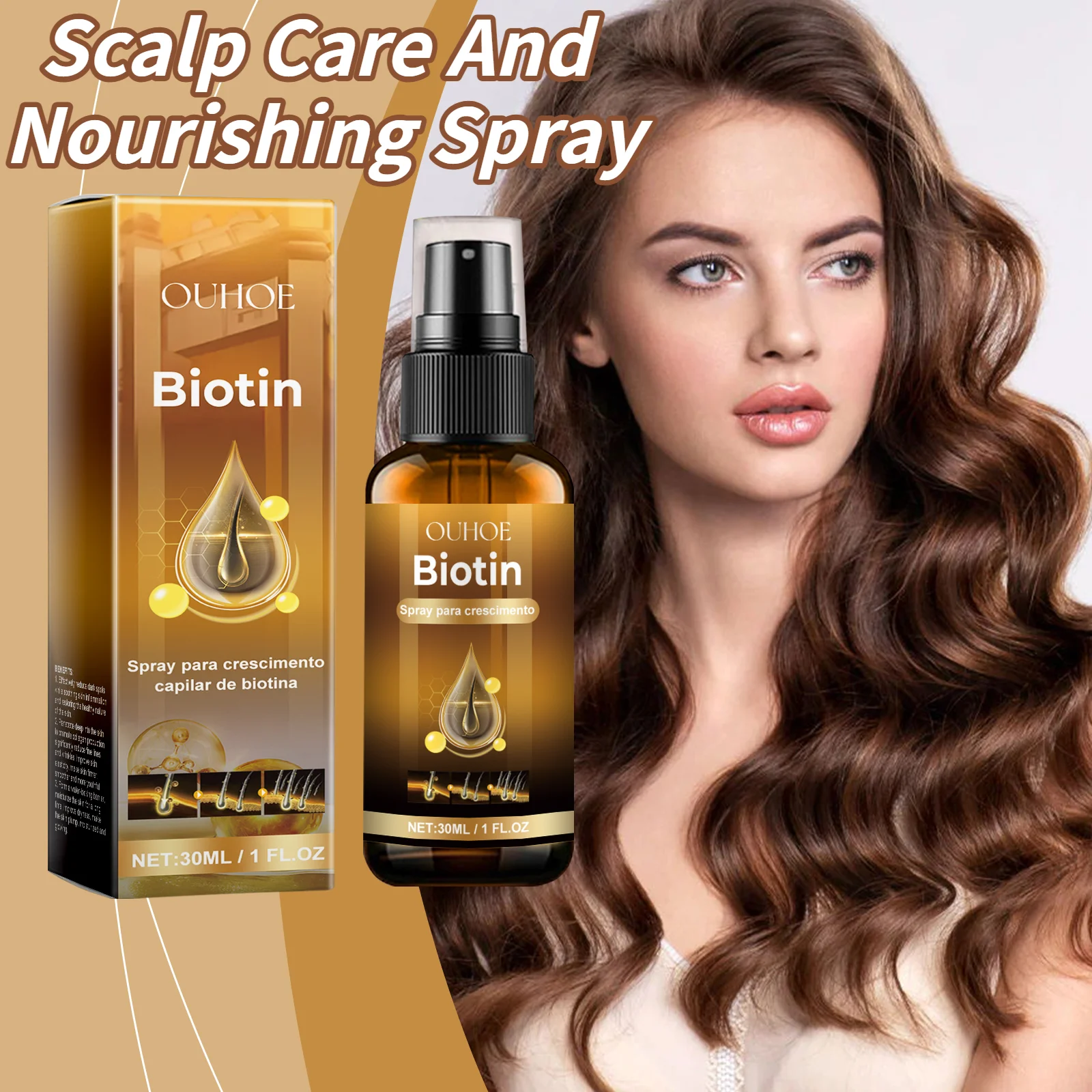 

Питательный спрей для кожи головы, питательный для сильных волос, против выпадения волос, уход за кожей головы, освежающий нежирный, растительный экстракт для волос, жидкость для ухода, 30 мл