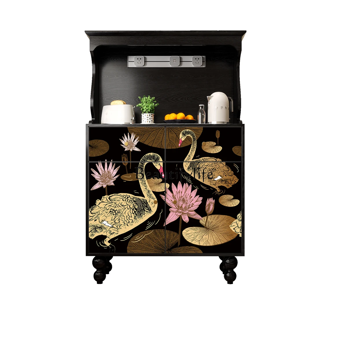 

Chinese retro style dining side cabinet, living room against the wall integrated tea cabinet multi-function
