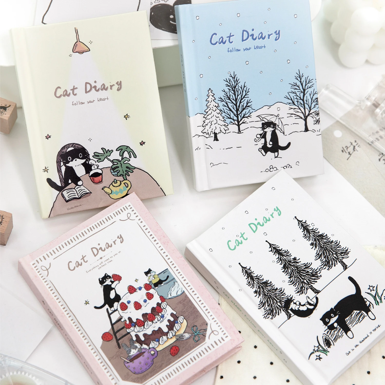 Notebook Dotted A5 - Caderno de Capa Dura Cat Diary,