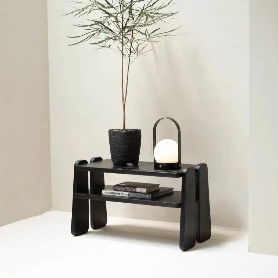 solid wood shoe changing stool at home door, low stool at home, paint-free seat cushion, insole, integrated stool double layer