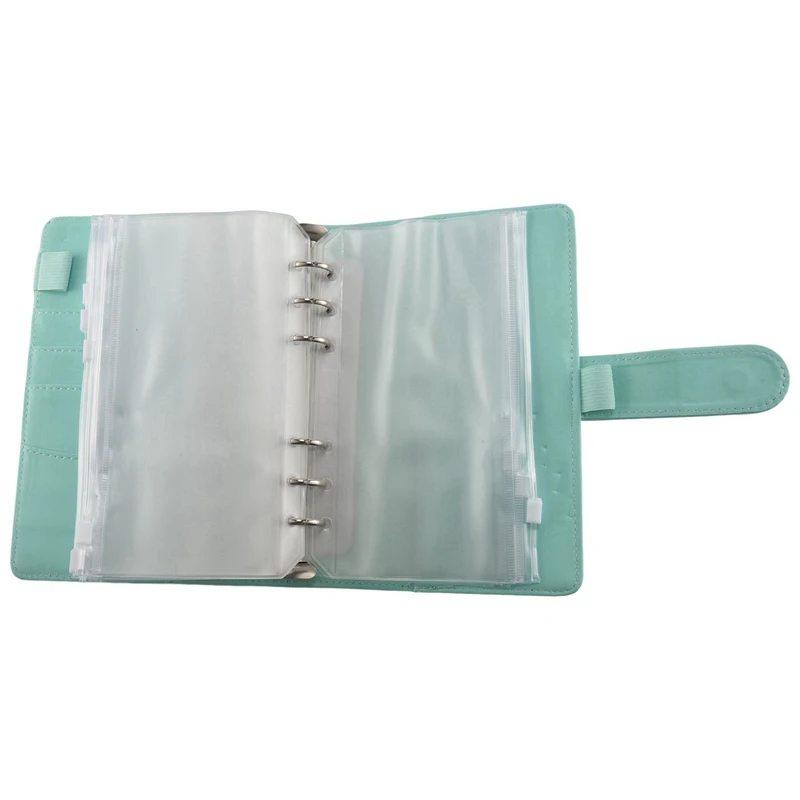 14 Binder Bags A6 With Leather Binder Cover, 36 Rings Budget Binder With Cash Envelope, Money Saving Binder (Green)