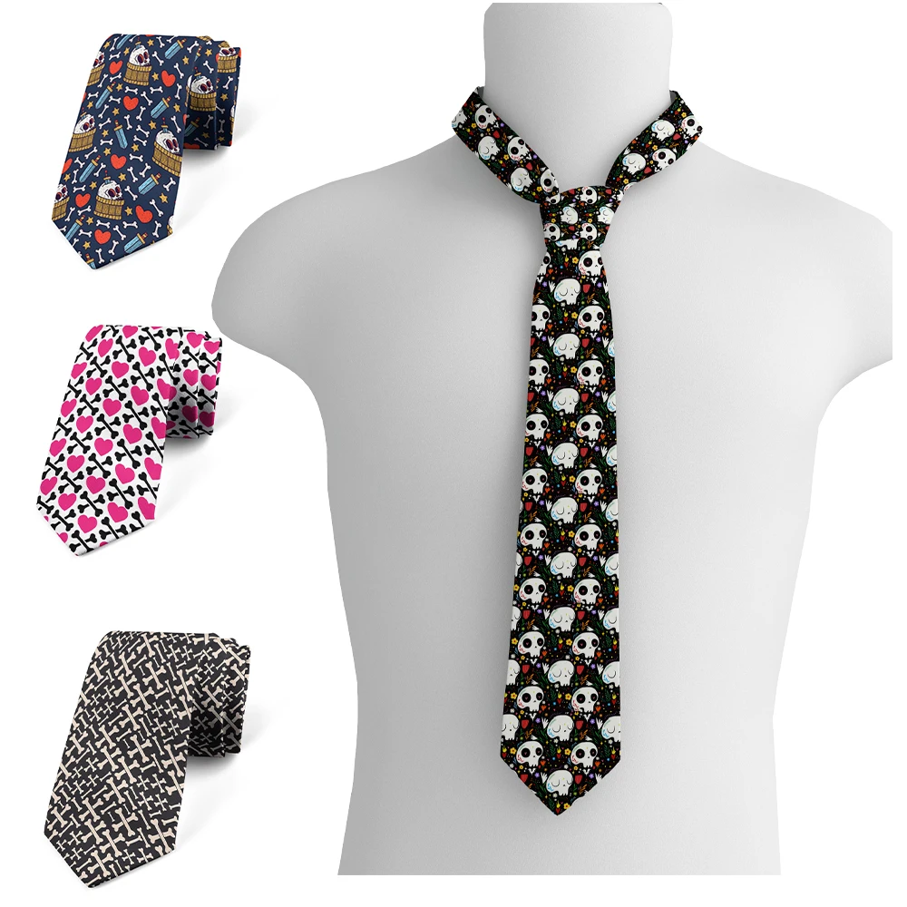 

New skeleton parts creative novelty tie fashion funny cartoon skull print men's tie accessories wedding party business gift tie