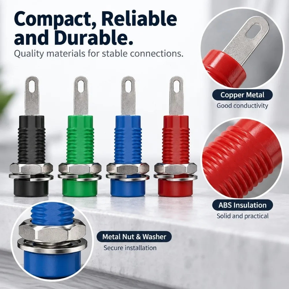6pcs New 2mm Banana Socket 5Colors 24*7.3mm Binding Post Nut Banana Plug Copper/ABS Jack Electrical Connector