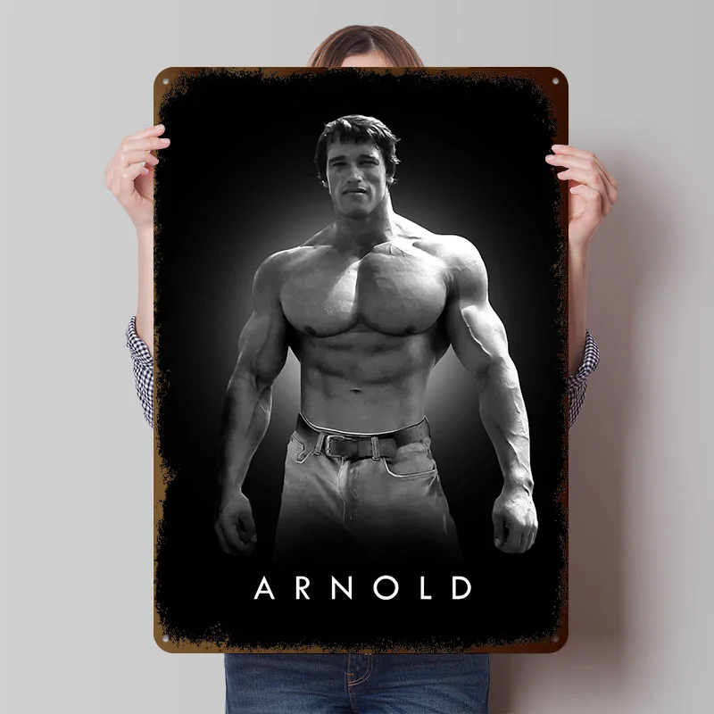 Arnold Schwarzenegger Metal Poster Customized Wall Art Retro Vintage Metal Tin Signs for Bedroom Decoration Gaming Desk Decor