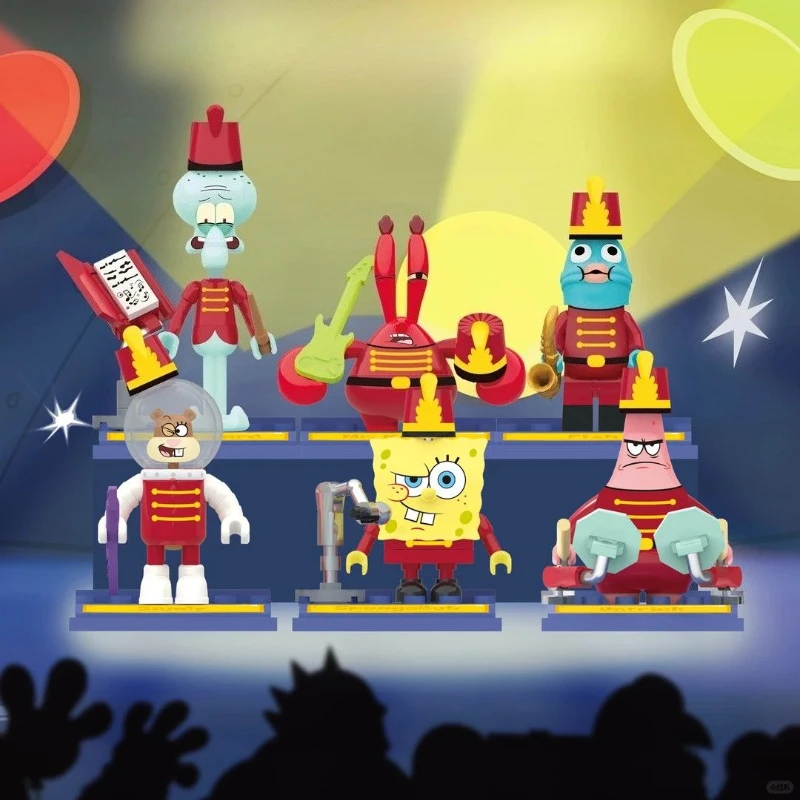 Senbao blocos de construção bob esponja calças quadradas clássico anime personagens mão montado brinquedos ornamentos presentes de aniversário das mulheres dos homens