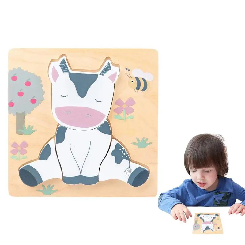 

Wooden Toddler Puzzles Cartoon Animal Jigsaw Toy Toddler Educational Developmental Toys Gift Baby Montessori Color Shapes