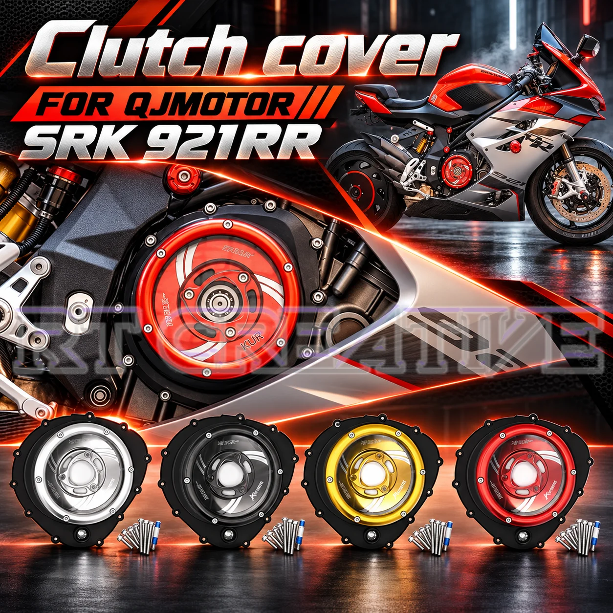 Transparent Clutch-Side Engine Protection Cover for QJMOTOR SRK921RR – Aftermarket Upgrade Part